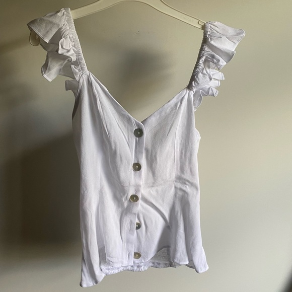 NWT H&M White Ruffle Sleeve Blouse - Picture 1 of 3